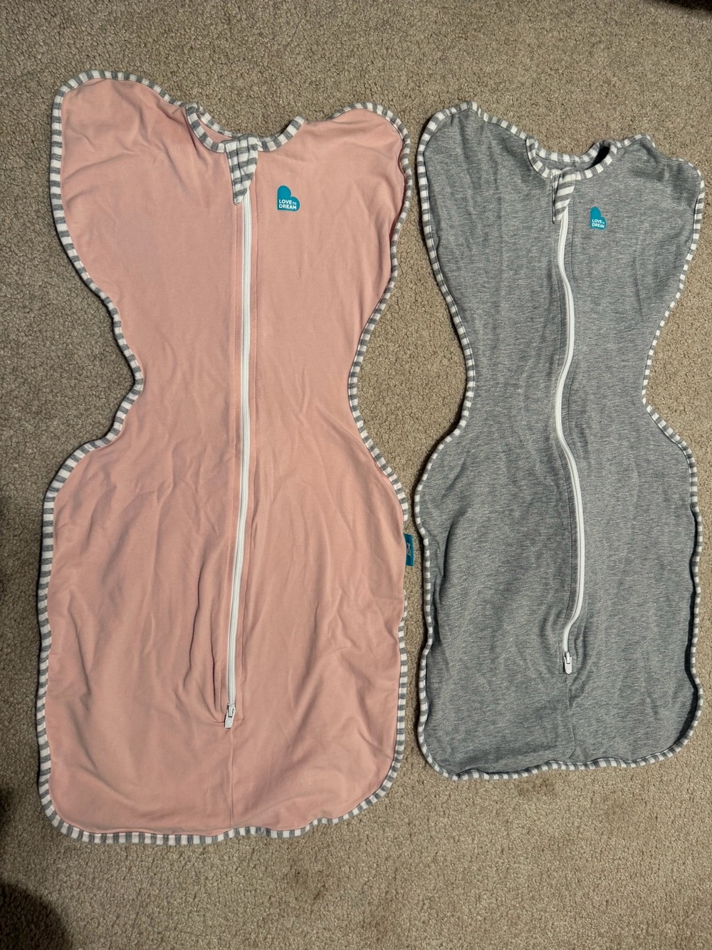 Love to Dream Two-Pack Swaddle Sleep Sacks in Pink and Gray